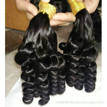 Wholesale Price High Quality Virgin Brazilian Hair Natural Color Double Drawn Fumin human hair Bundles